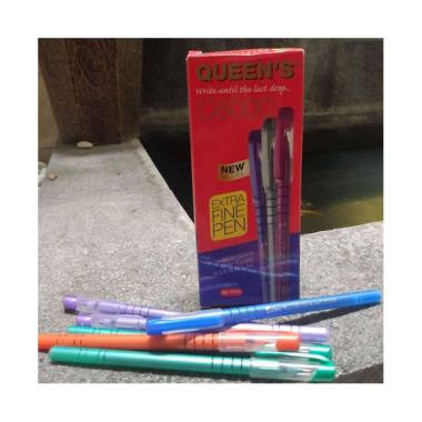 Queen's C-6000 Bolpoin Pulpen - Hitam Multicolour