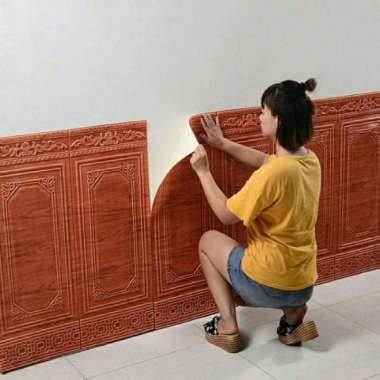 Wallpaper 3D Foam Tembok Dinding Motif Pintu Jendela/Stiker Foam 3D Giok Biru