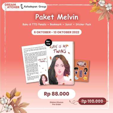 Paket Melvin Novel She Is My Twin Fiksi Remaja Lullaby