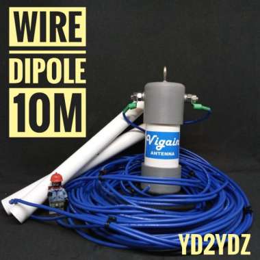 antena wire dipole antenna hf balun vigain bentang band 80m 40m 20m 11m 10m monoband orari rapi 10m