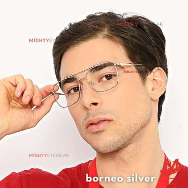 Kacamata Photochromic Antiradiasi - Borneo Silver Kotak Pria Besi Frame Saja
