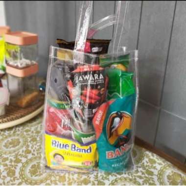 Goodiebag mika transparan bening, Tas souvernir hampers bag, Tas mika 25X10X32