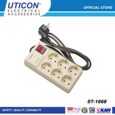 Stop Kontak Uticon ST-1668 6 Lubang Segi + Saklar Kabel 1.5m