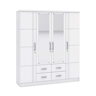 Graver Furniture Milkey Lemari Pakaian white JABODETABEKSER
