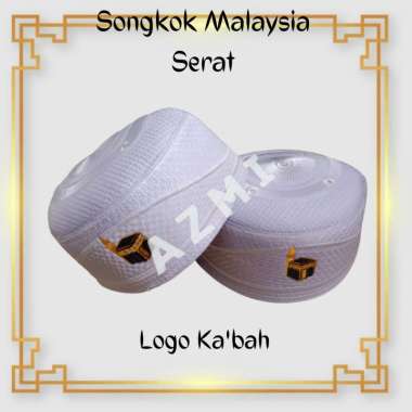 Peci Malaysia Serat Putih Logo Ka'bah Songkok Malaysia 2