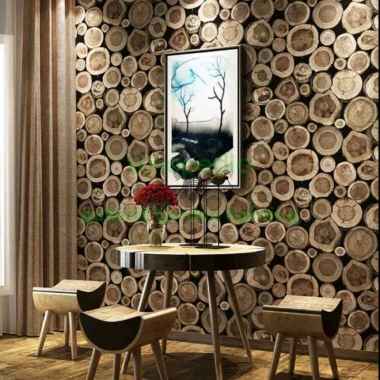 wallpaper sticker motif kayu 3D RETRO 0471 Multicolor