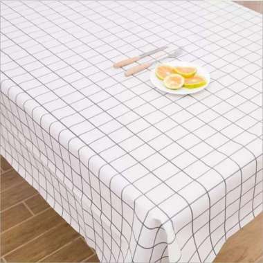 UNISO - ALAS MEJA TAPLAK MEJA ANTI AIR MOTIF KOTAK-KOTAK BAHAN PEVA warna Putih