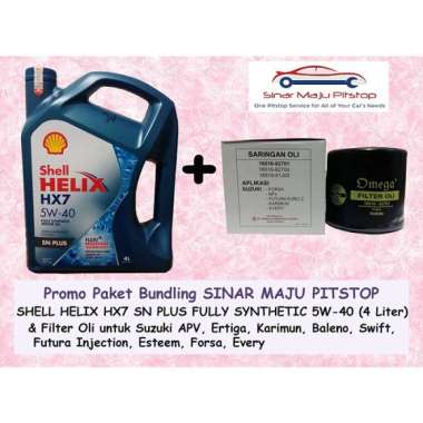 Paket Bundling Oli Mobil SHELL HELIX HX7 SN PLUS 5W-40 SEGEL HOLOGRAM ORIGINAL 4 Liter & Filter Oli