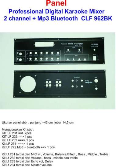 Panel Power Digital Karaoke 2 channel plus Mp3 CLF 962BK