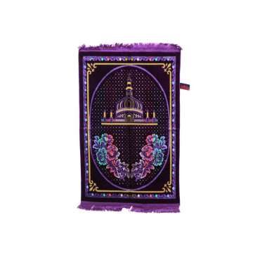 Sajadah Al Shafeda Sajadah Tebal Lembut Motif Masjid dan Ka'bah Semua Ukuran Ungu Muda