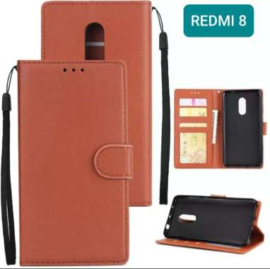 Leather Flip Case XIAOMI REDMI 8 casing hp leather dompet kulit FLIP COVER WALLET REDMI 8 CASING HP KULIT COVER CASE - coklat Redmi 8