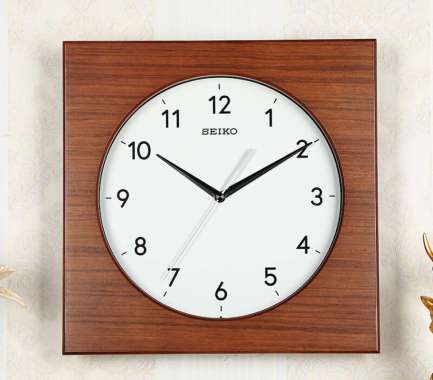 Seiko QXA-766BZ Wooden Veneer Case Quiet Sweep Jam Dinding [Original/ 29.5 cm] Dark Brown