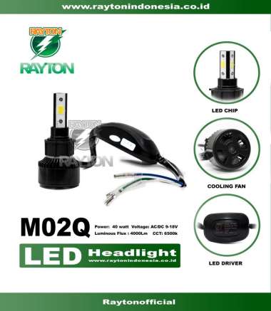 RTD Rayton Lampu Utama / Lampu Depan Motor LED M02Q dengan KIPAS / FAN White