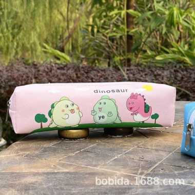 Kotak Pensil Karakter Lucu Import / Tas Pensil / Tempat Pensil DinosaurusPink