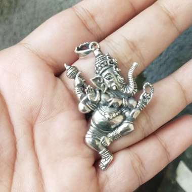 Liontin Kalung Pendant Perak Silver Bali Asli 925 Ganesha Gajah Pria Wanita Custom Lebar