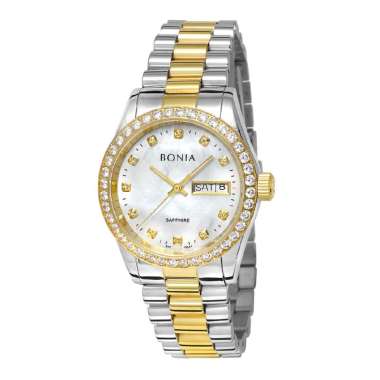 Bonia Sapphire BNB1157-10541 Jubilee Rolex Bracelet Swarovski Bezel Original Jam Tangan Wanita Gold 