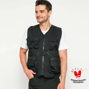 PROJECT VEST - SAFETY VEST - ROMPI POLOS BANYAK SAKU Black XXXL