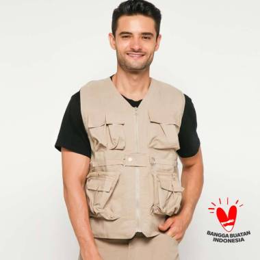 PROJECT VEST - SAFETY VEST - ROMPI POLOS BANYAK SAKU Cream XXXL
