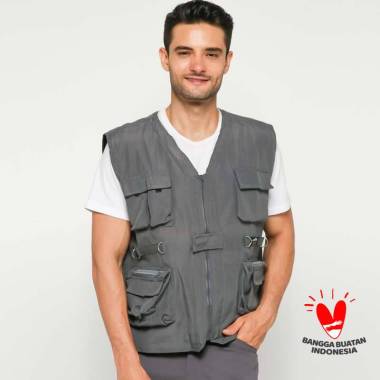 PROJECT VEST - SAFETY VEST - ROMPI POLOS BANYAK SAKU Gray XXXL