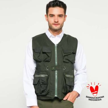 PROJECT VEST - SAFETY VEST - ROMPI POLOS BANYAK SAKU Green XXXL