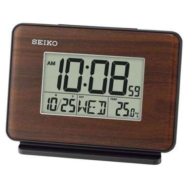 SEIKO QHL068B Digital Alarm Thermometer Jam Desktop Brown