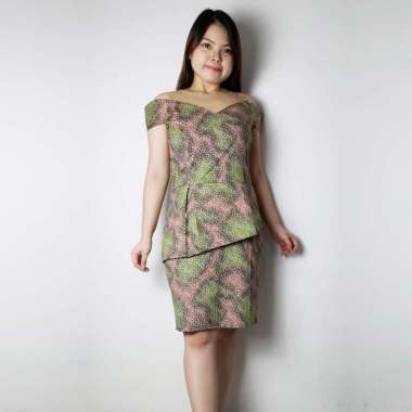 Evercloth Dolly Dress - Dress Batik Wanita Terusan Wanita Semua Ukuran GREEN