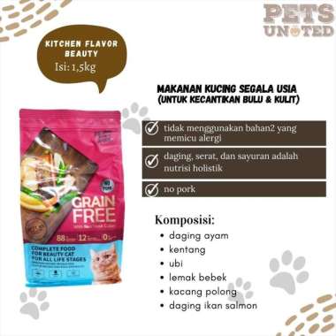 MAKANAN KUCING KITCHEN FLAVOR makanan kucing KF for BEAUTY 1,5KG -