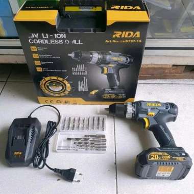RIDA CORDLESS DRILL 20V 13MM MESIN BOR BESI KAYU BAUT BATERAI 20 VOLT
