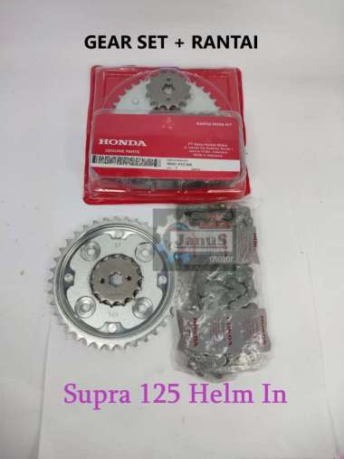 GEAR SET + RANTAI KYZ (DRIVE CHAIN KIT) HONDA SUPRA 125 SUPRA X 125 HELM IN