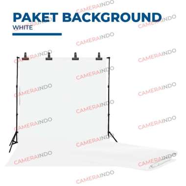 Paket Lengkap Background Foto Studio premium plus kain dan clamp PUTIH