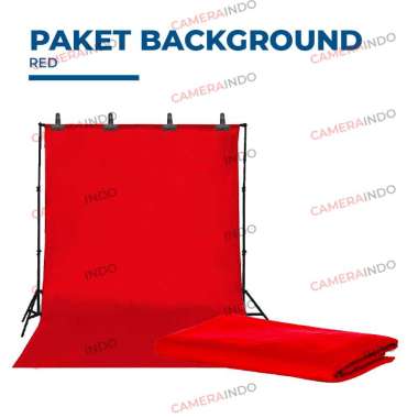 Paket Lengkap Background Foto Studio premium plus kain dan clamp MERAH