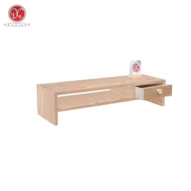 Stand Monitor Tempat PC Dudukan Komputer 1 Laci Plus Tempat Keyboard Stand Monitor - Krem