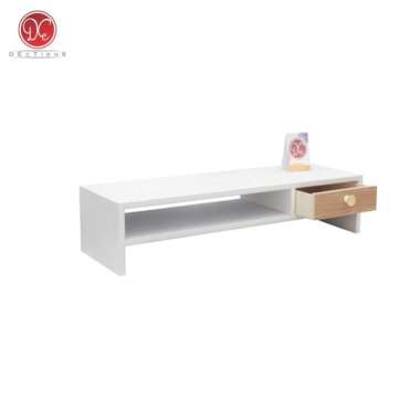 Stand Monitor Tempat PC Dudukan Komputer 1 Laci Plus Tempat Keyboard Stand Monitor - Putih