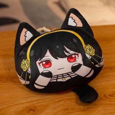 30cm Anime Anya Spy X Keluarga Mainan Mewah Kartun Anime Bantal Loid F gantung 10cm Hitam