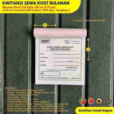 KWITANSI KOST KONTRAKAN RUMAH PETAK BULANAN UKURAN KERTAS KECIL 1/6 F4 (10cm x 11cm) NCR RANGKAP 2 P