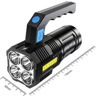 Senter L-20 Gagang LED 4 Mata 48W+20W Lampu COB 4 Mode Rechargeable