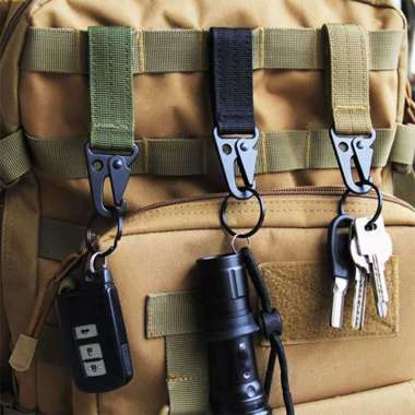 Carabiner Nylon Strap Tactical Belt Gantungan Cantolan Kunci Army Set Hitam
