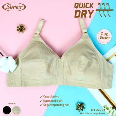 SOREX BH 02004 BRA TANPA KAWAT TANPA BUSA BERPORI QUICK DRY 36 38 40 42 40