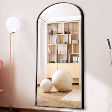 CREDENZA - Cermin Badan Besar Full Modern Setengah Lingkar Hitam