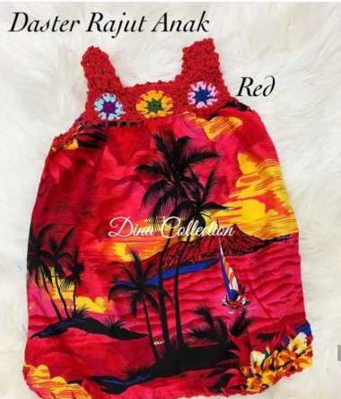 Daster rajut anak 2 tahun merah