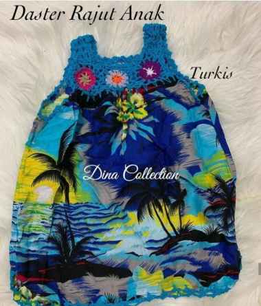 Daster rajut anak 2 tahun biru