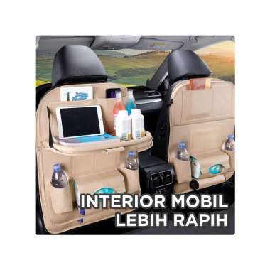 Goto Premiro Car Seat Organizer Leather Tas Jok Kursi Mobil Meja Kulit Jet Black