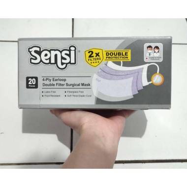 (Sensi) Double Filter Surgical Mask Masker Bedah Dewasa 4 Ply Earloop 1 Pcs
