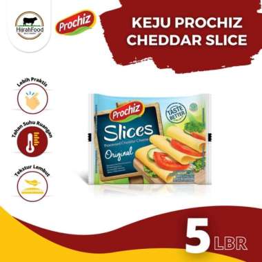 Prochiz Cheddar Slice Cheese / Keju Cheddar Slice - 5s