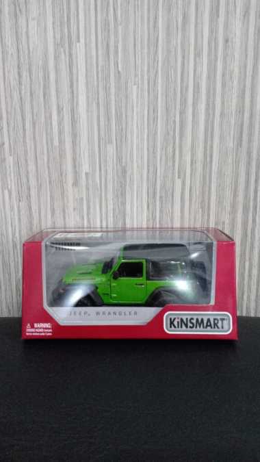 diecast mobil koleksi Jeep Wrangler hijau kinsmart mobil mobilan diecast Jeep Wrangler hijau mainan 