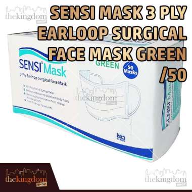 Sensi Mask 3Ply Surgical Mask Earloop /50 Face Mask SensiMask Masker Kesehatan - Sensi Mask Green
