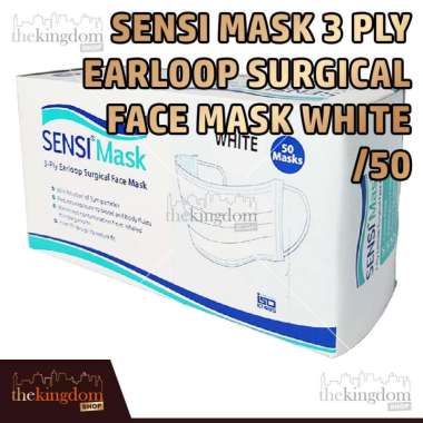 Sensi Mask 3Ply Surgical Mask Earloop /50 Face Mask SensiMask Masker Kesehatan - Sensi Mask White