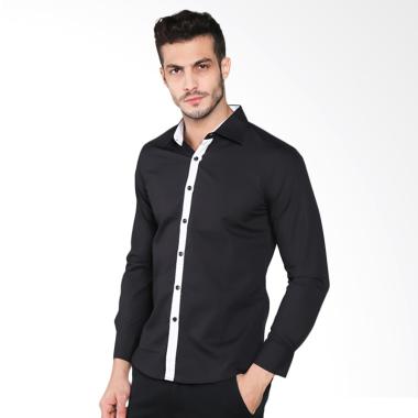 VM Kemeja KML 125 Casual Slimfit Panjang Kemeja Pria - Hitam