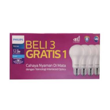 PHILIPS Paket Led Bulb 12 Watt [4 Pcs] Putih