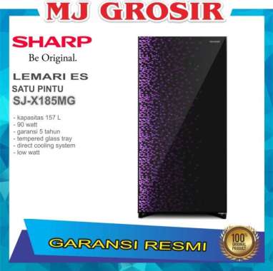 KULKAS SHARP SJX 185 MG LEMARI ES 1 PINTU SJX185MG SJX 185MG SHINE HITAM HITAM